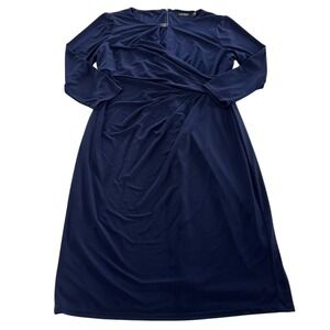 Lauren Ralph Lauren Dress Womens 12 Blue Surplice Elegant Black Label